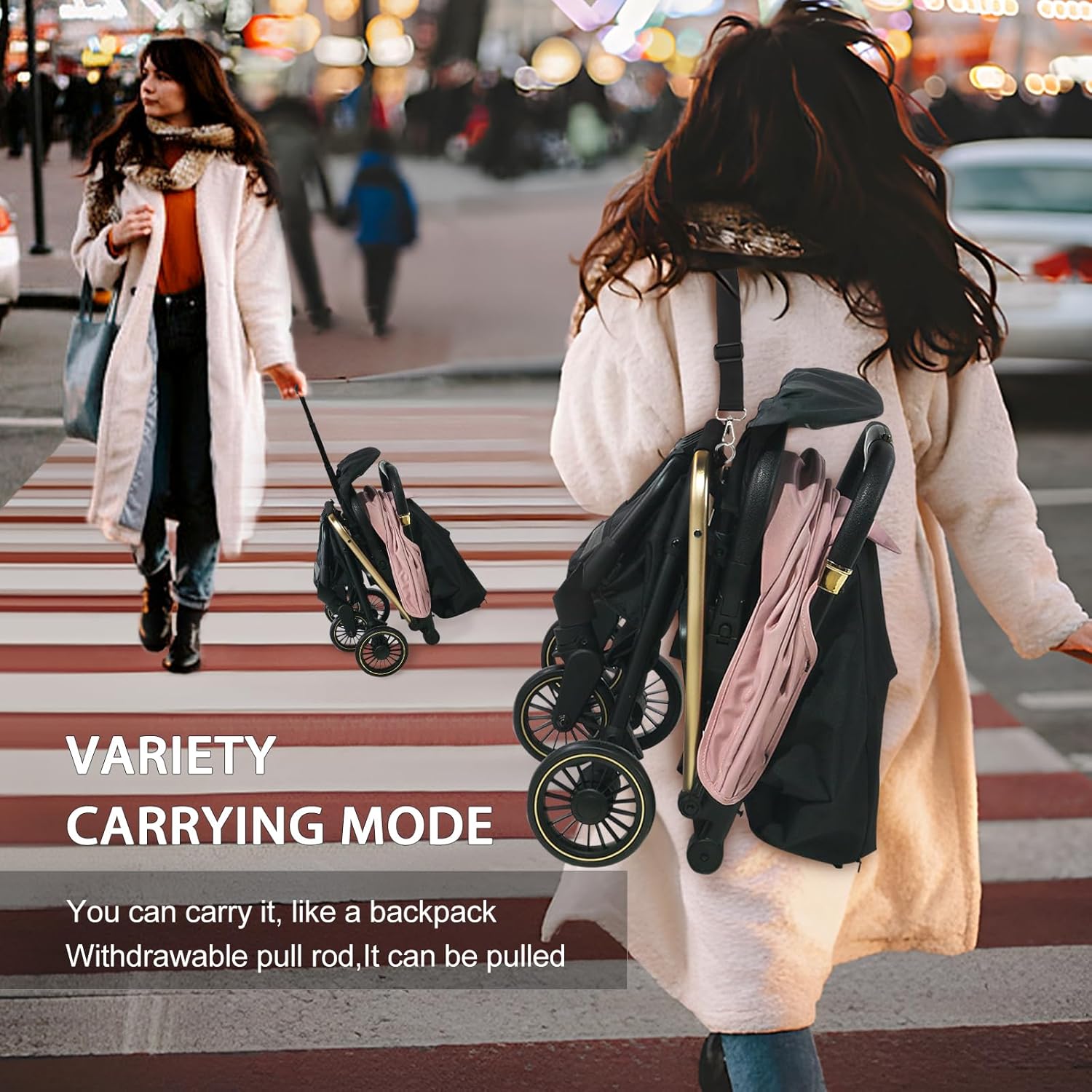 Lightweight Baby Stroller,Ultra Compact & Airplane-Friendly Travel Stroller, One-Handed Folding for Toddler, Only 13lbs,with Sleep Shade, Oversize Basket (Khaki)