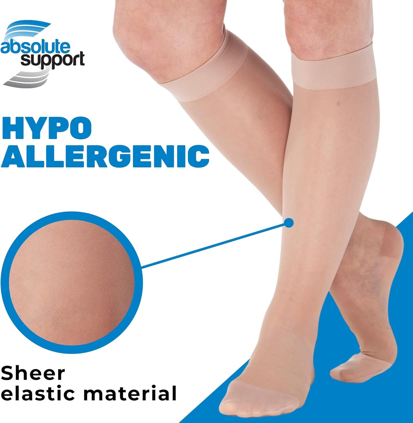 (3 Pairs - Closed Toe) Made in USA - Compression Socks for Women 15-20mmHg - Sheer Compression Knee High Stockings for Post Surgery, Pregnancy, Arthritis, Edema - Nude, Large - A101NU3-3