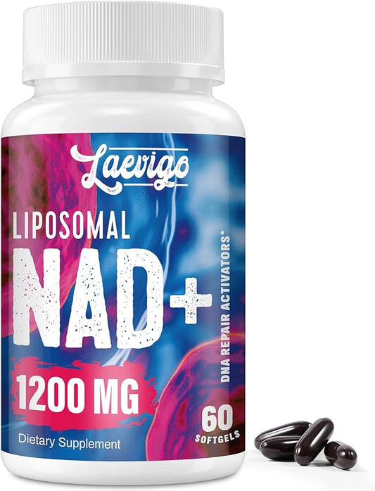 1200mg Liposomal NAD+ Supplement, Ultra Purity Actual NAD Supplement, Enhanced Absorption, Boosting NAD+, Age Defense, Energy, Metabolic Repair, Optimal NAD Supplement, 60 Softgels