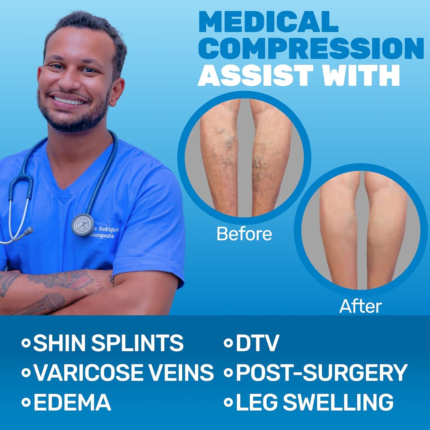 (3 Pairs - Closed Toe) Made in USA - Compression Socks for Women 15-20mmHg - Sheer Compression Knee High Stockings for Post Surgery, Pregnancy, Arthritis, Edema - Navy, Large - A101NV3-3