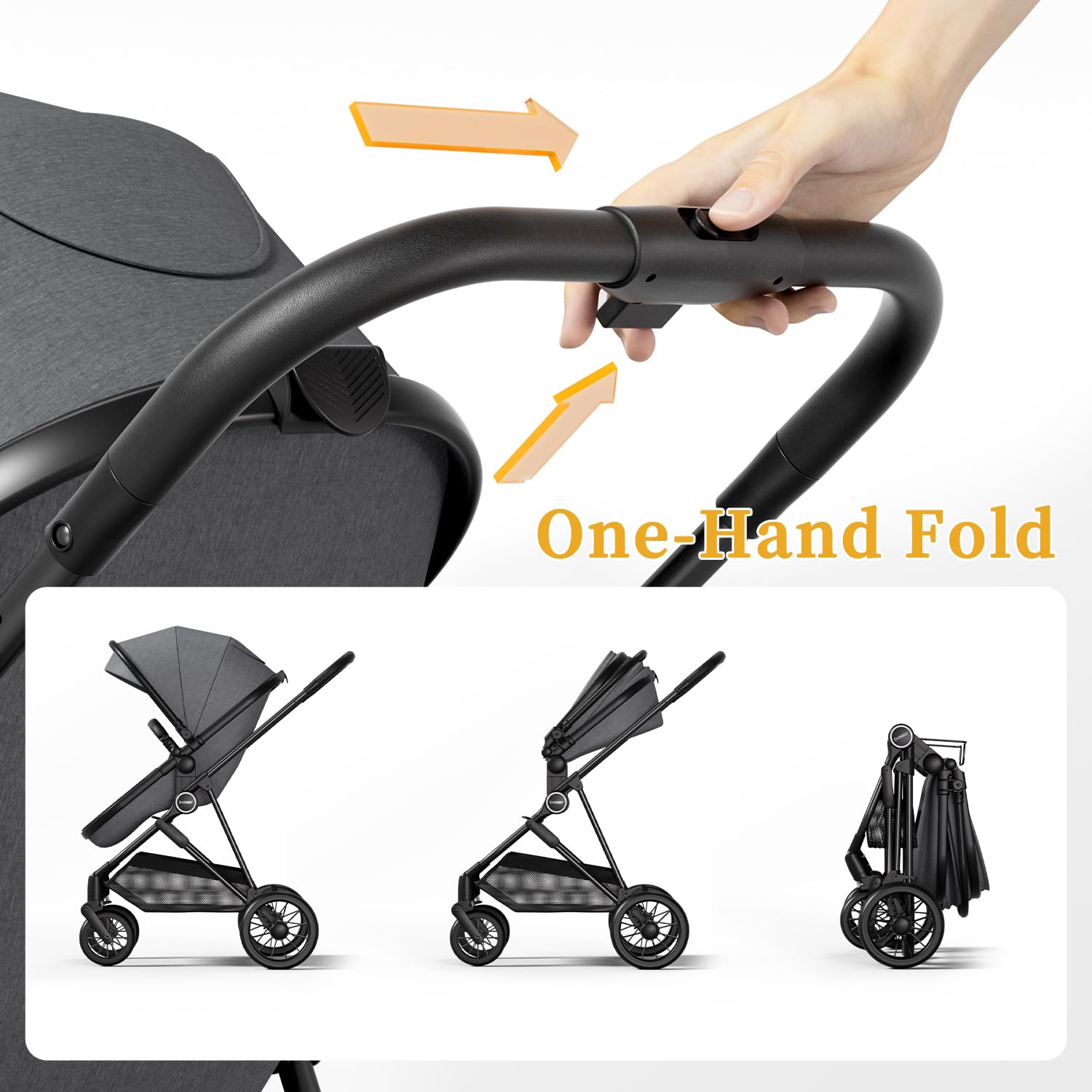 Lite 2.0 Baby Stroller with Newborn Mode, 2-in-1 Foldable Infant Stroller with Reversible Seat and UPF 50+ Canopy