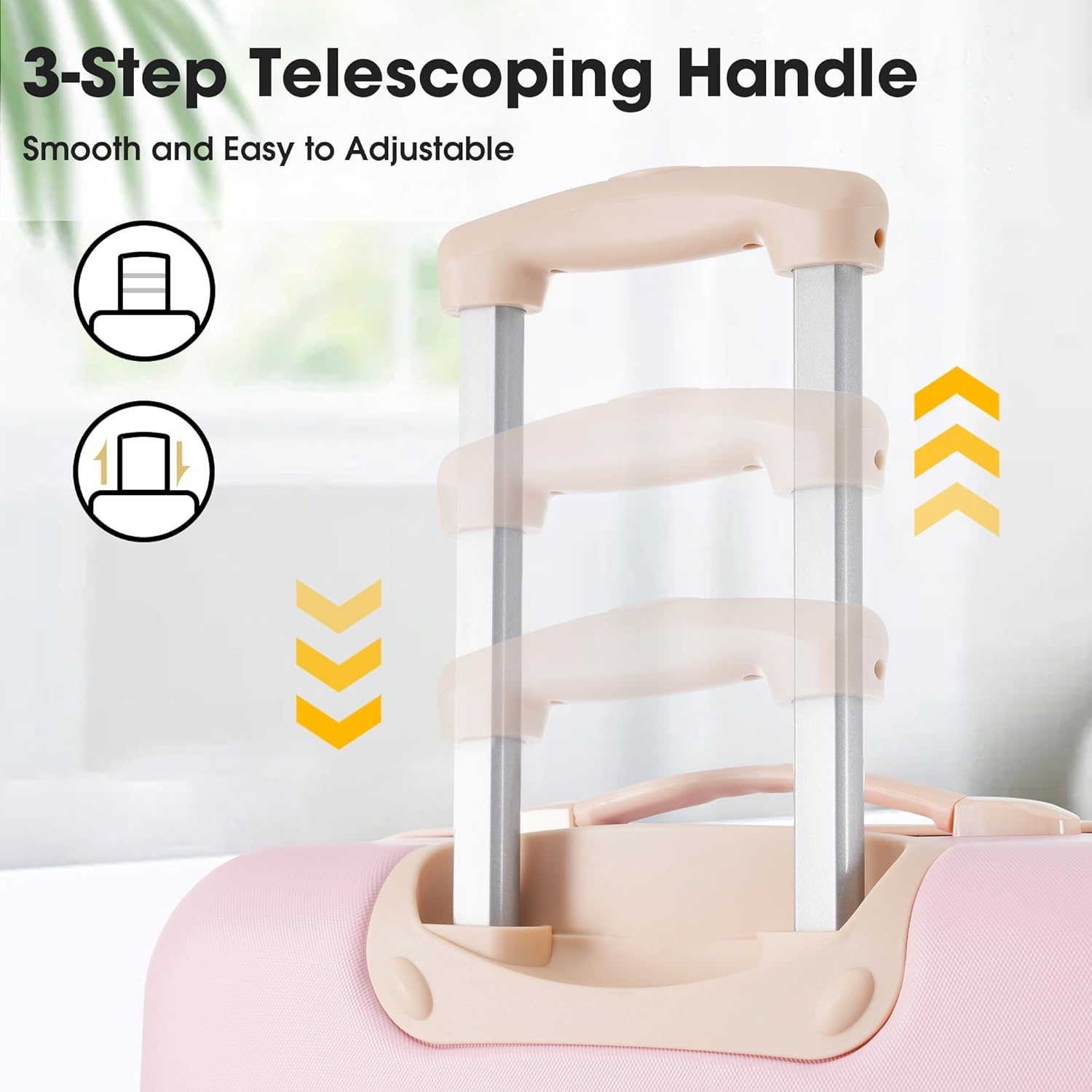 Merax Luggage sets of 2 Piece 20 24 IN Carry on Luggage Hard Case White Pink Luggage Expandable Checked Luggage Suitcase Set with Wheels