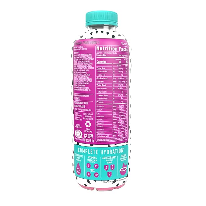 ROAR Complete Hydration Organic - Electrolyte Drinks with Vitamins C, B5, B12 – Non GMO, Gluten Free Hydrating Drinks - Dragonfruit Punch - 12 pc
