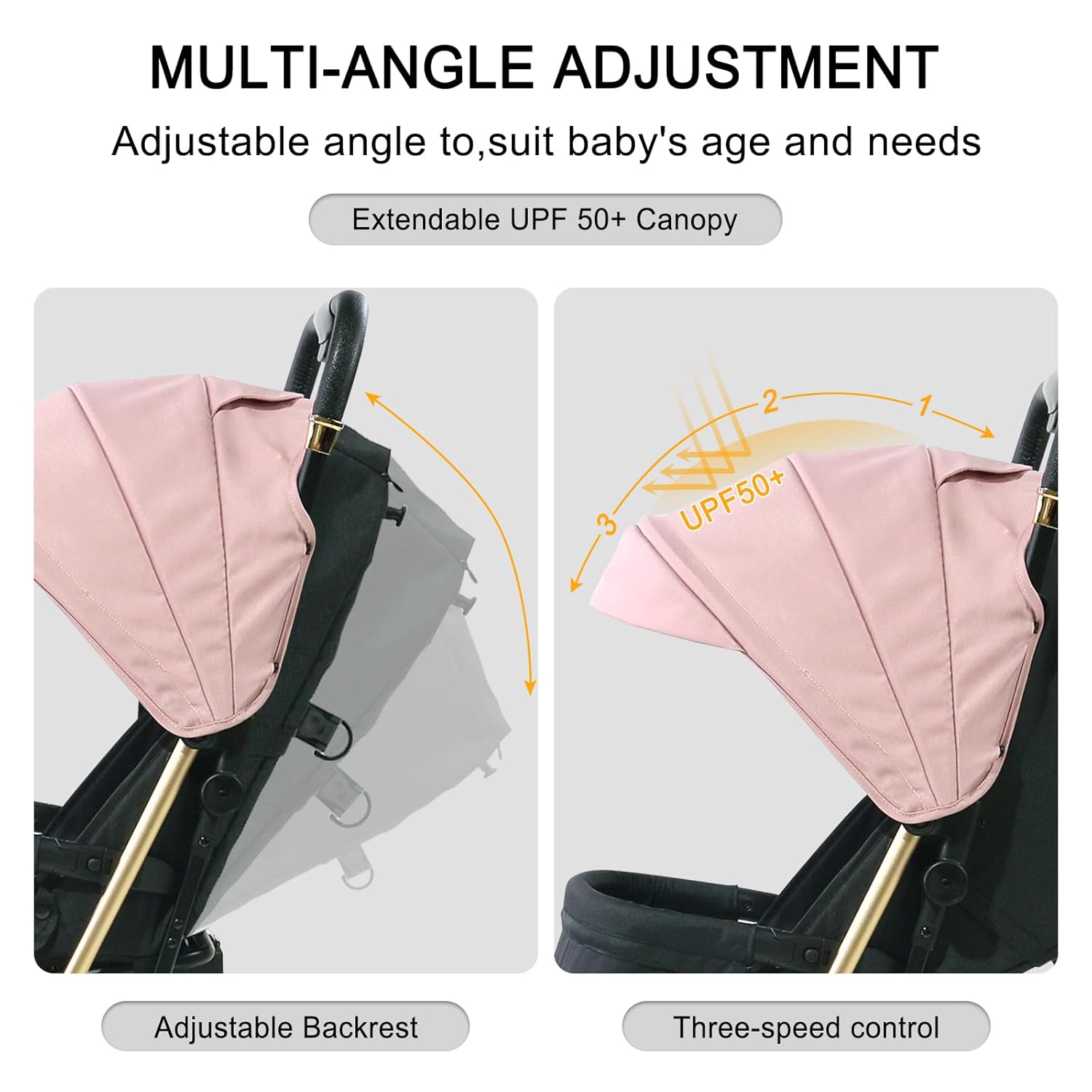 Lightweight Baby Stroller,Ultra Compact & Airplane-Friendly Travel Stroller, One-Handed Folding for Toddler, Only 13lbs,with Sleep Shade, Oversize Basket (Khaki)