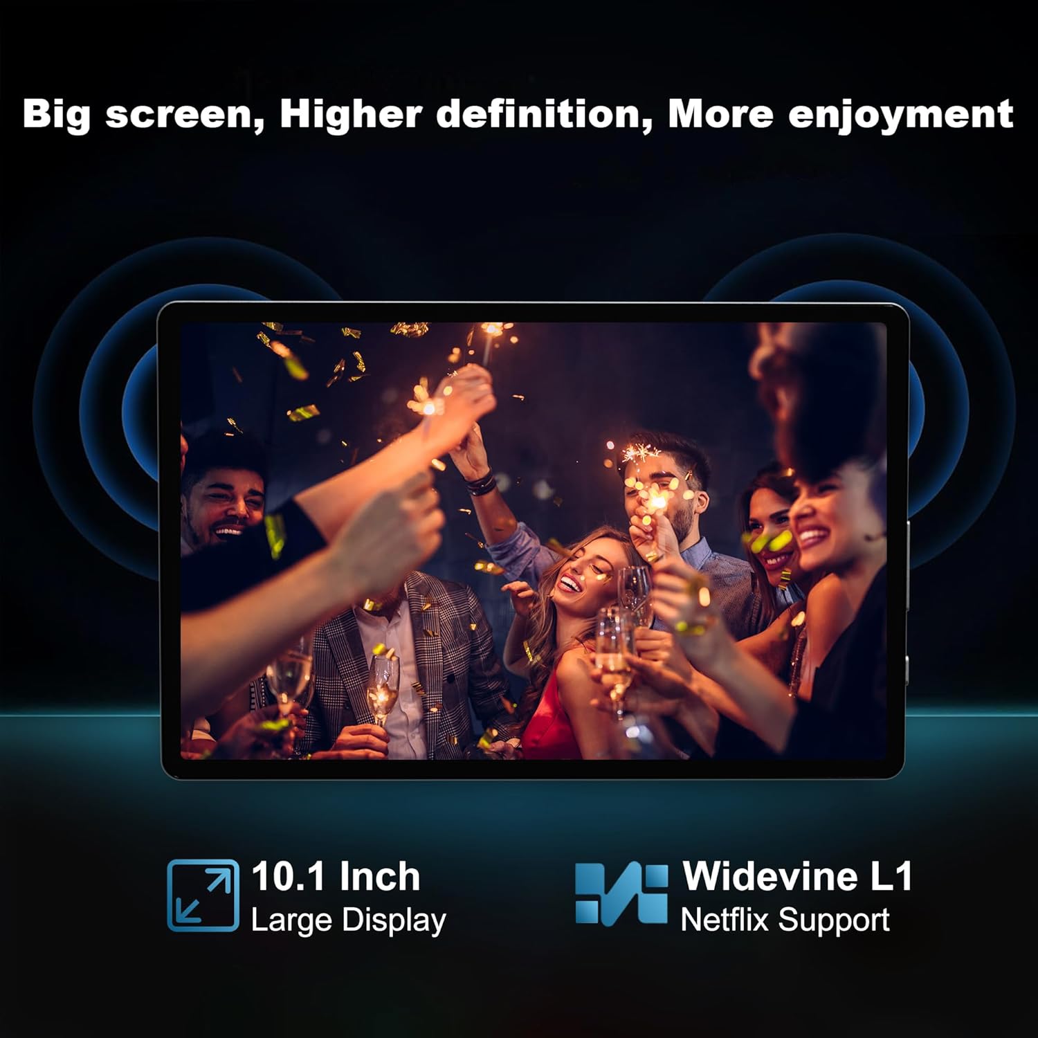 Android 14 Tablet with Keyboard，16GB RAM 128GB ROM 1TB Expand, 8000mAh Battery, 10.1 inch Tablet with 13MP+8MP Camera/Bluetooth/GPS/WiFi/HD Display (Light Blue)