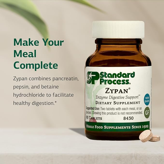 Standard Process Zypan - Digestive Health Support Supplement - HCI Supplement with Pancreatin, Betaine Hydrochloride & Pepsin - Support Macronutrient Digestion - 90 Tablets-VitarraWellness