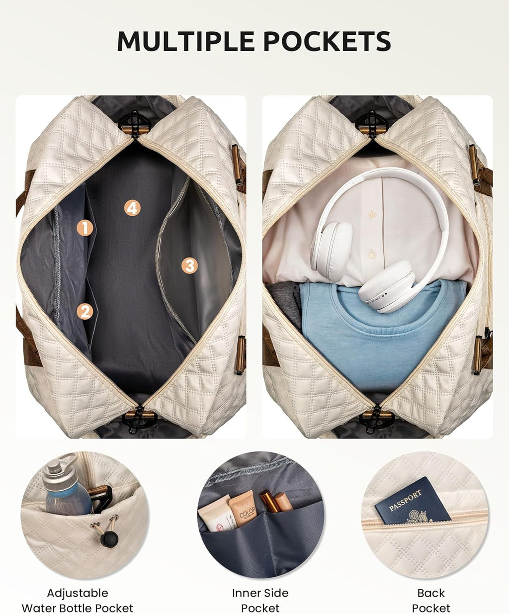 Gifts for Teen-Girls-Initial Duffle Bag with Shoe Compartment, Personalized Weekender Bag, Monogram Overnight Bag, Travel Bag with Makeup Bag，Birthday Gift Graduate Gifts for Her (Letter H)