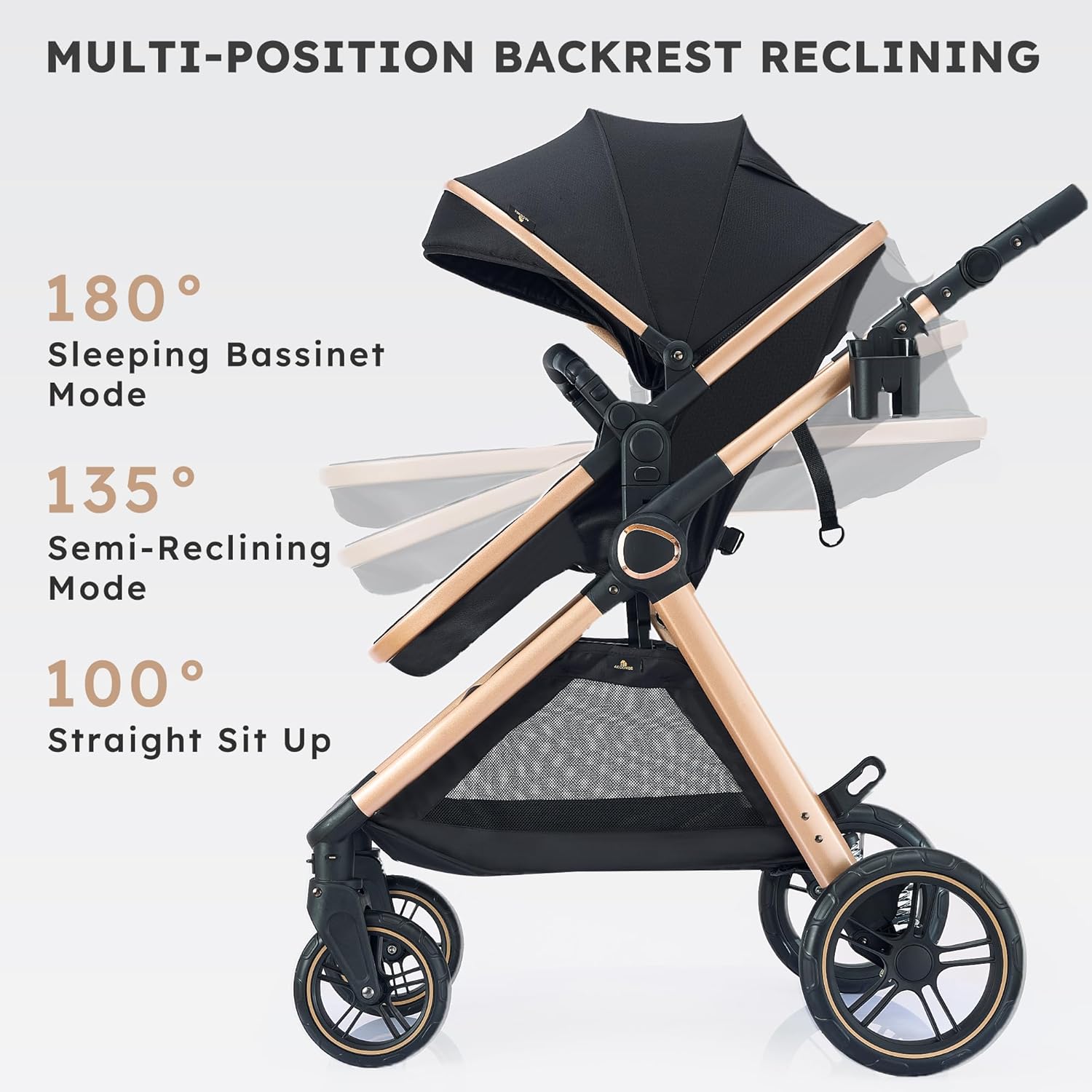 2 in 1 Baby Stroller, Convertible Bassinet Pushchair for Infants and Newborns 0-36 Months