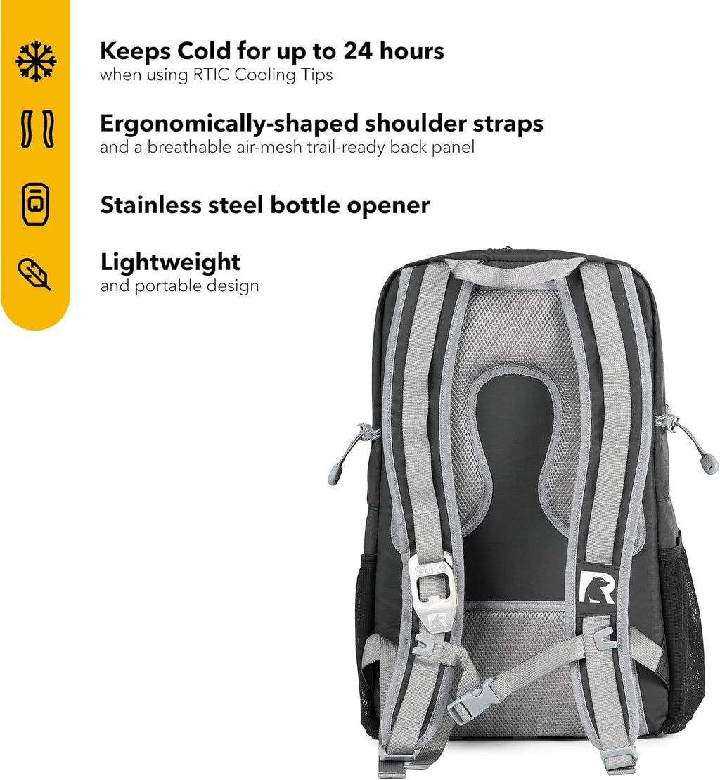 RTIC Chillout 24 Can Backpack Cooler Insulated Portable Soft Cooler Bag for Lunch, Beach, Drink, Beverage, Travel, Camping, Picnic, Car, Hiking