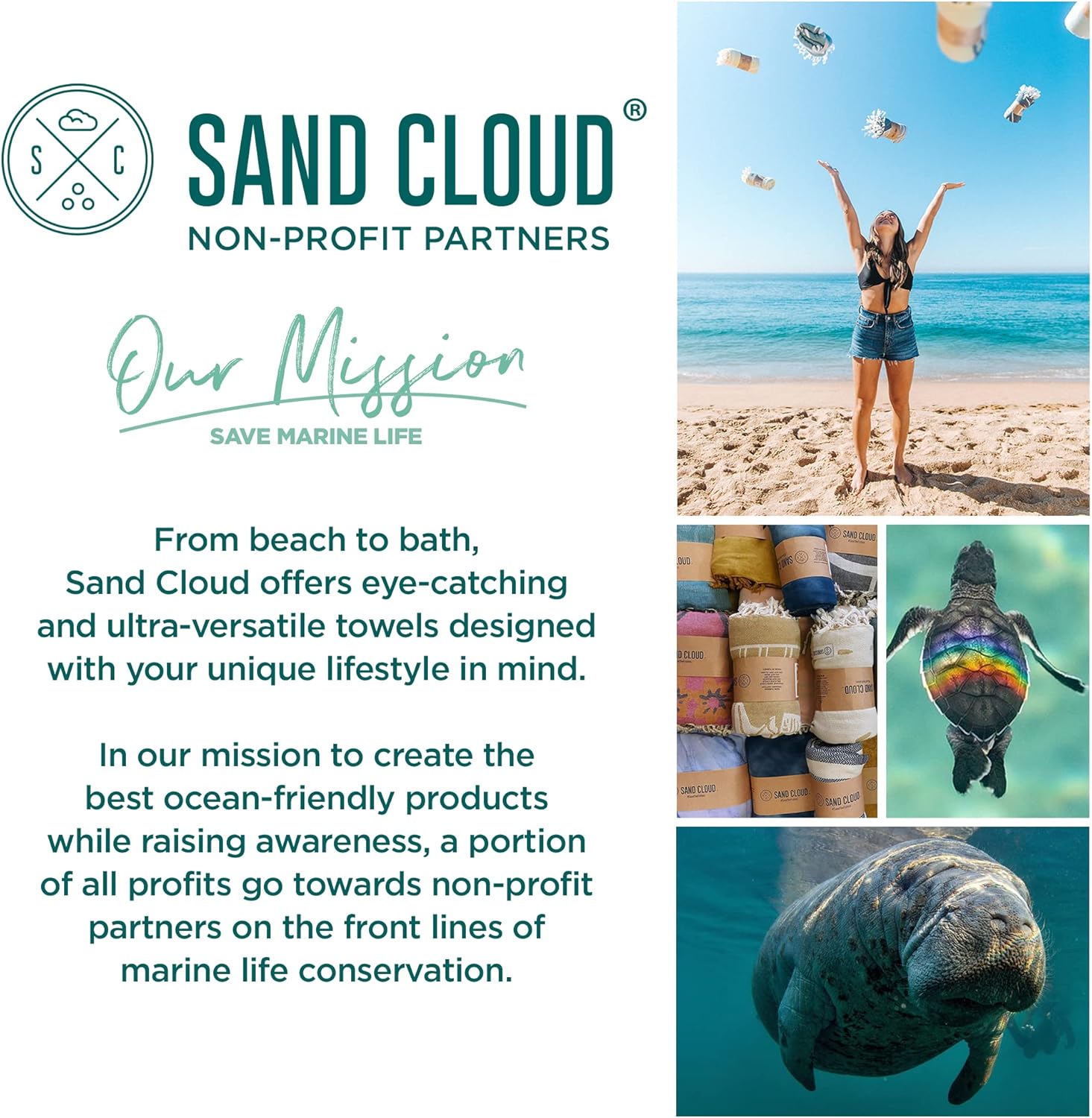 Sand Cloud Turkish Beach Towel - Sand Proof - 100% Certified Organic Turkish Towel - Quick Dry Towel for Beach, Blanket or Bath Towel - As Seen on Shark Tank - Mandala Sea Turtle Green…