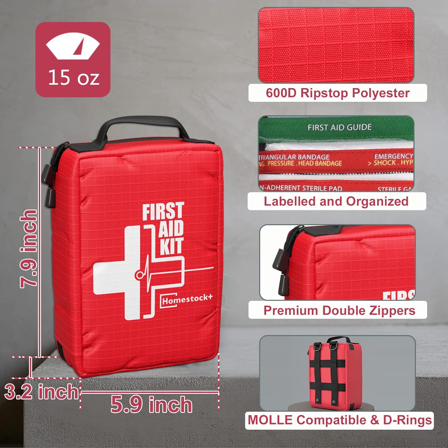 Compact First Aid Kit for Emergency - Basic Emergency Kit for Dorm,Hiking, Backpacking, Camping, Traveling, and Cycling -Small First Aid Kits