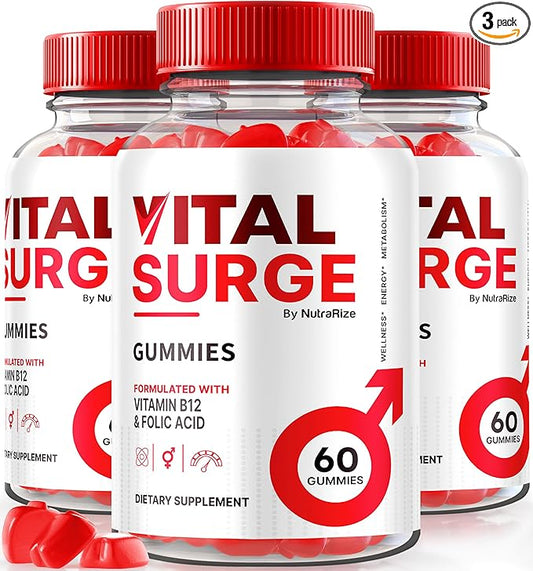 (3 Pack) Vital Surge Gummies, VitalSurge Gummies All Natural, Vital Surge Gomitas, Apple Cider Vinegar Supplement, Official Vital Surge Gummies Reviews (180 Gummies)