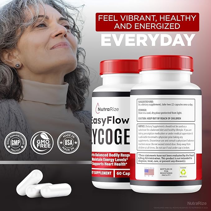 (2 Pack) Easy Flow Glycogen, EasyFlow Glycogen Support Capsules, Easy Flow Glyco Optimizer, Official EasyFlow Glyco Optimiser Capsules, Easy Flow Detox Cleanse, Easy Flow Glycol (120 Capsules)