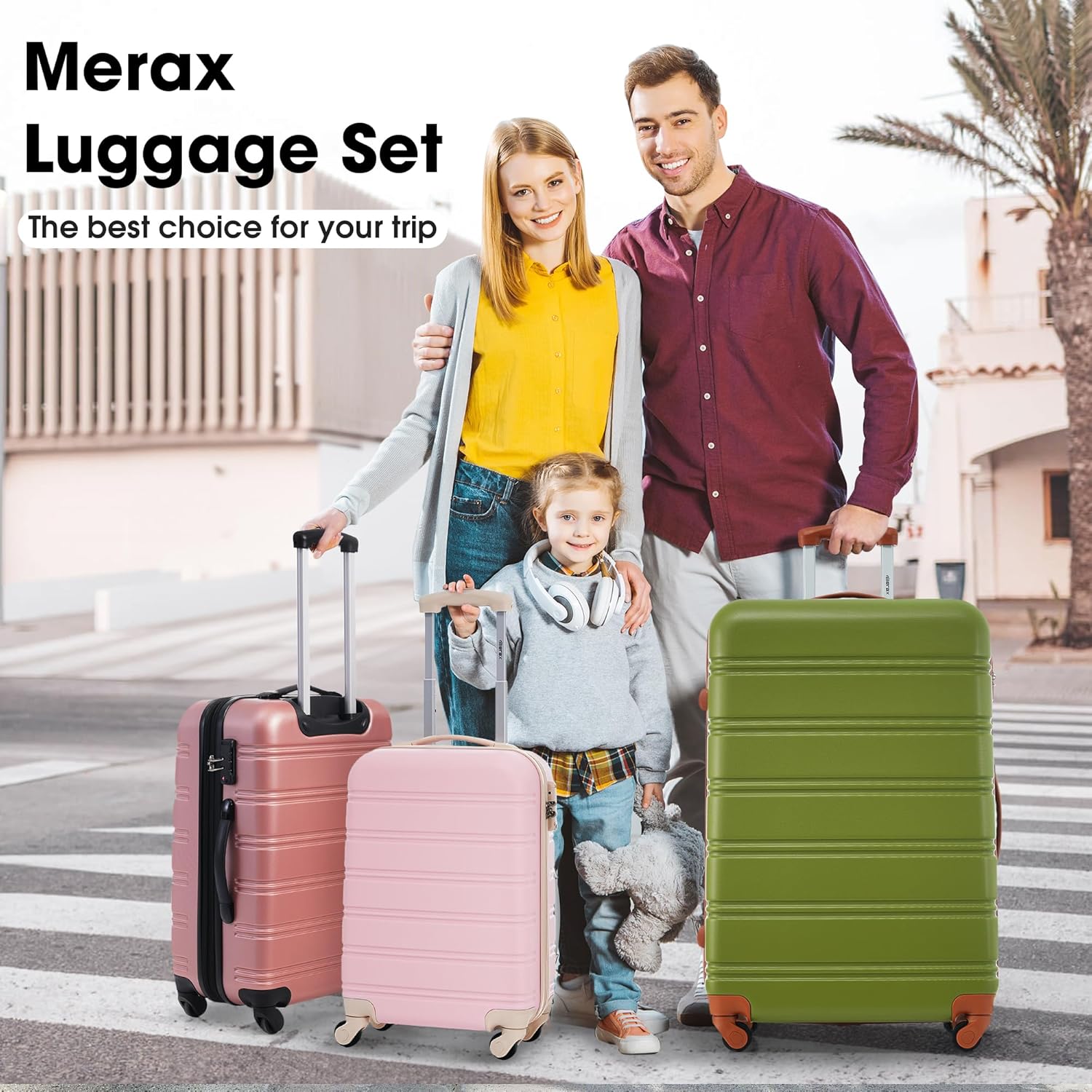 Merax Luggage sets of 2 Piece 20 24 IN Carry on Luggage Hard Case White Pink Luggage Expandable Checked Luggage Suitcase Set with Wheels