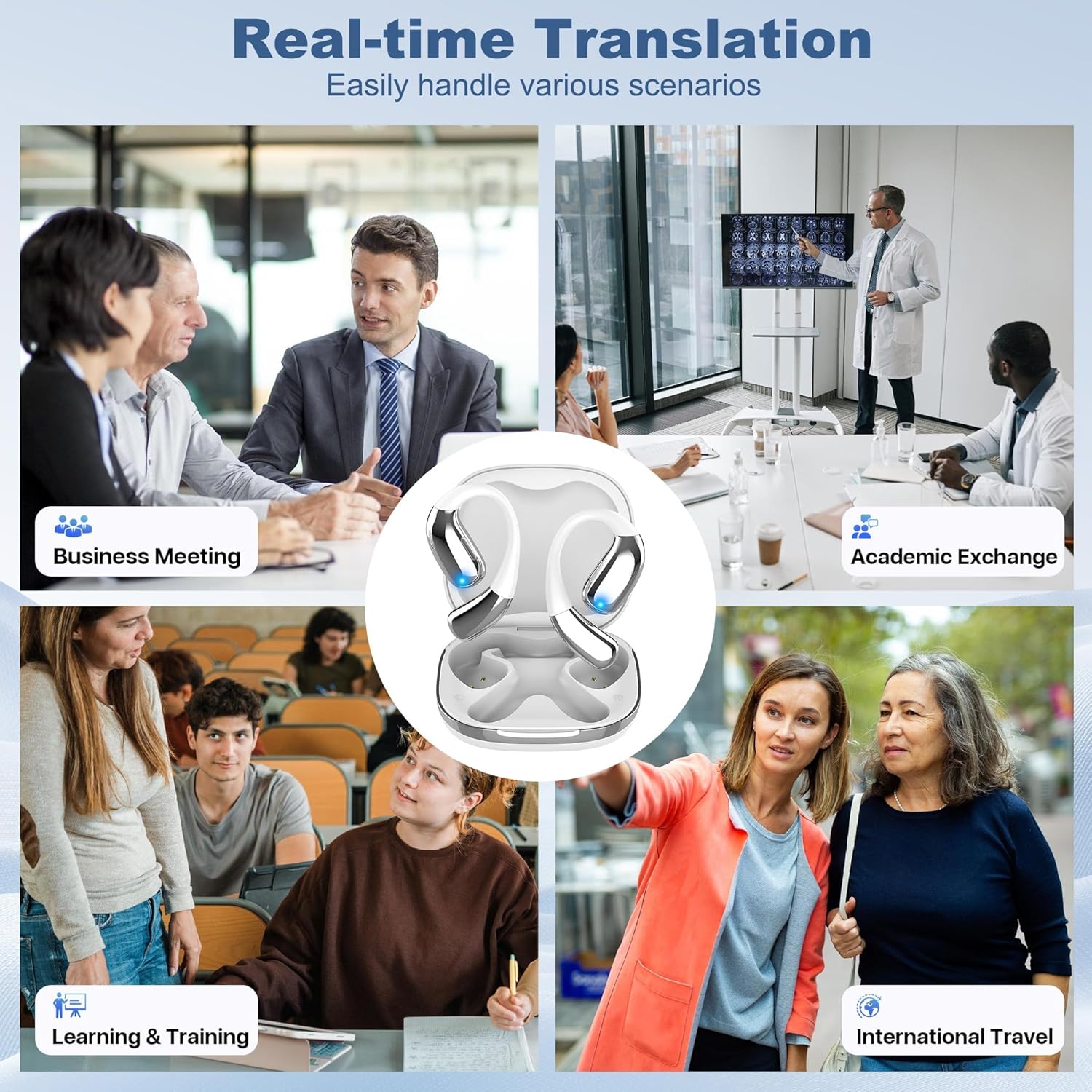 Wireless Earbuds, Real-Time AI Translation Earbuds,144 Languages Language Translator Earbuds, AI Wireless Bluetooth Headphones, Translating Earbuds, Ear Pods Wireless, Perfect for Travel, Business