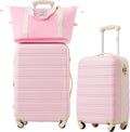 Merax Luggage sets of 2 Piece 20 24 IN Carry on Luggage Hard Case White Pink Luggage Expandable Checked Luggage Suitcase Set with Wheels