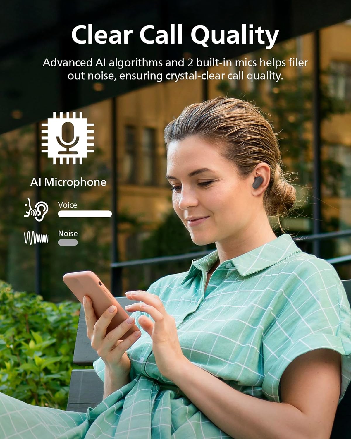 PHILIPS TAT3519 Wireless Earbuds,True Wireless Headphones with Noise Canceling Pro,Dynamic Bass,Clear Call,24 H Battery Life,Fast Charging,Bluetooth 5.3,IPX4,App/Touch Control,Black