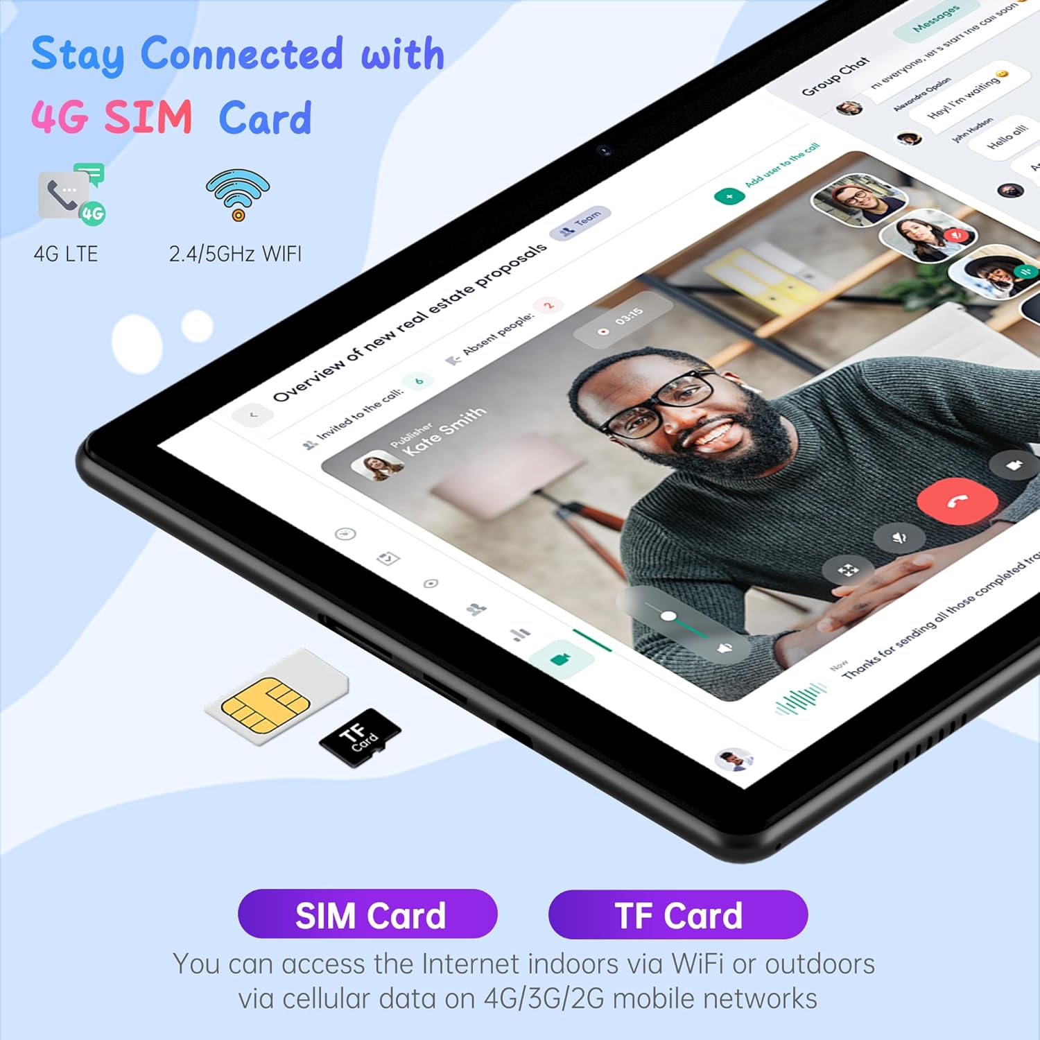 HAOVM Tablet 10 inch, 4G SIM Unlocked, Android 14 Tablet with SIM Card Slot, IPS Touch Screen, 2.0GHz Fast Processor,3GB+32GB+TF Expand,2.4G/5GHz WiFi,8MP Camera, GPS, Pink case