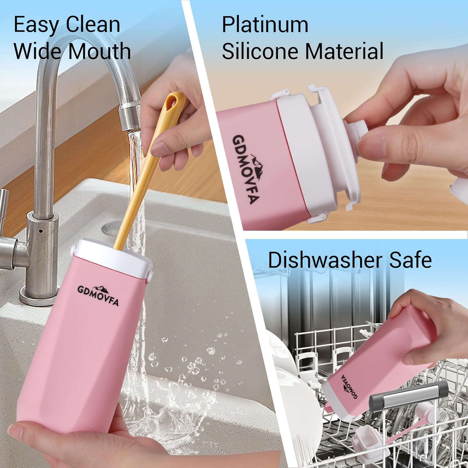 Collapsible Water Bottles,20oz Reusable Silicone Foldable Water Bottle,Portable Leak-proof Travel Water Bottle for Traveling Camping Hiking Cycling Yoga Sports Outdoor