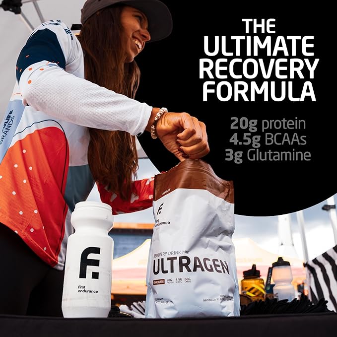 FIRST ENDURANCE Ultragen Workout Recovery Drink Powder, Protein Mix, Boosts Energy, Accelerates Recovery | Chocolate, 15 Servings-VitarraWellness