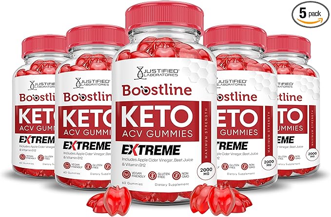 (5 Pack) Boostline Keto ACV Gummies Extreme 2000MG Boost Line Keto Gummies Apple Cider Vinegar Formulated with Pomegranate Beet Juice Powder B12 Vegan Non GMO 300 Gummys
