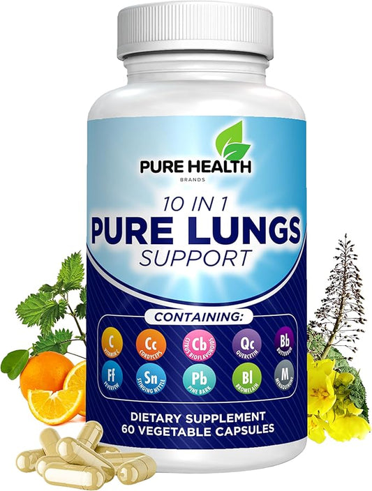 10 in 1 - Lung Detox & Cleanse for Smokers - Quit Smoking Aid - All-Natural Detox for Smokers, Promoting Clear Lungs & Lung Support - Vegan Supplement for Lung Detox; Supports Respiratory Health