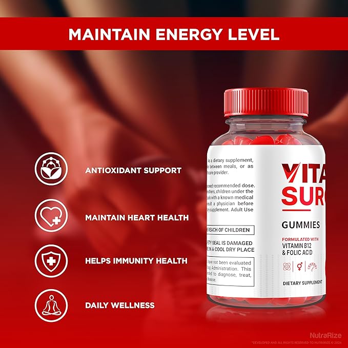 (3 Pack) Vital Surge Gummies, VitalSurge Gummies All Natural, Vital Surge Gomitas, Apple Cider Vinegar Supplement, Official Vital Surge Gummies Reviews (180 Gummies)