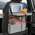 Car Backseat Organizer with table Tray, 9 Storage Pockets Backseat Car Organizer with Tablet Holder, Back seat Organizer for Kids Road Trip Essentials Travel (1Pack)