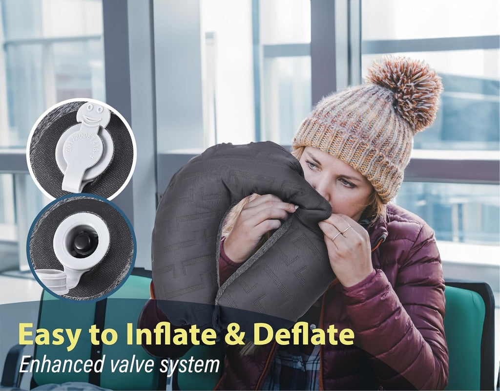 TREKOLOGY Inflatable Neck Pillow for Traveling - Inflatable Travel Pillow for Airplanes - Neck Air Pillow, Blow Up Travel Pillows for Neck Support