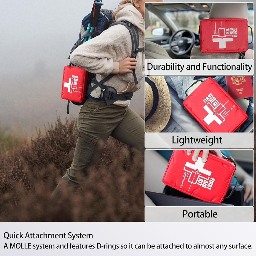 Compact First Aid Kit for Emergency - Basic Emergency Kit for Dorm,Hiking, Backpacking, Camping, Traveling, and Cycling -Small First Aid Kits