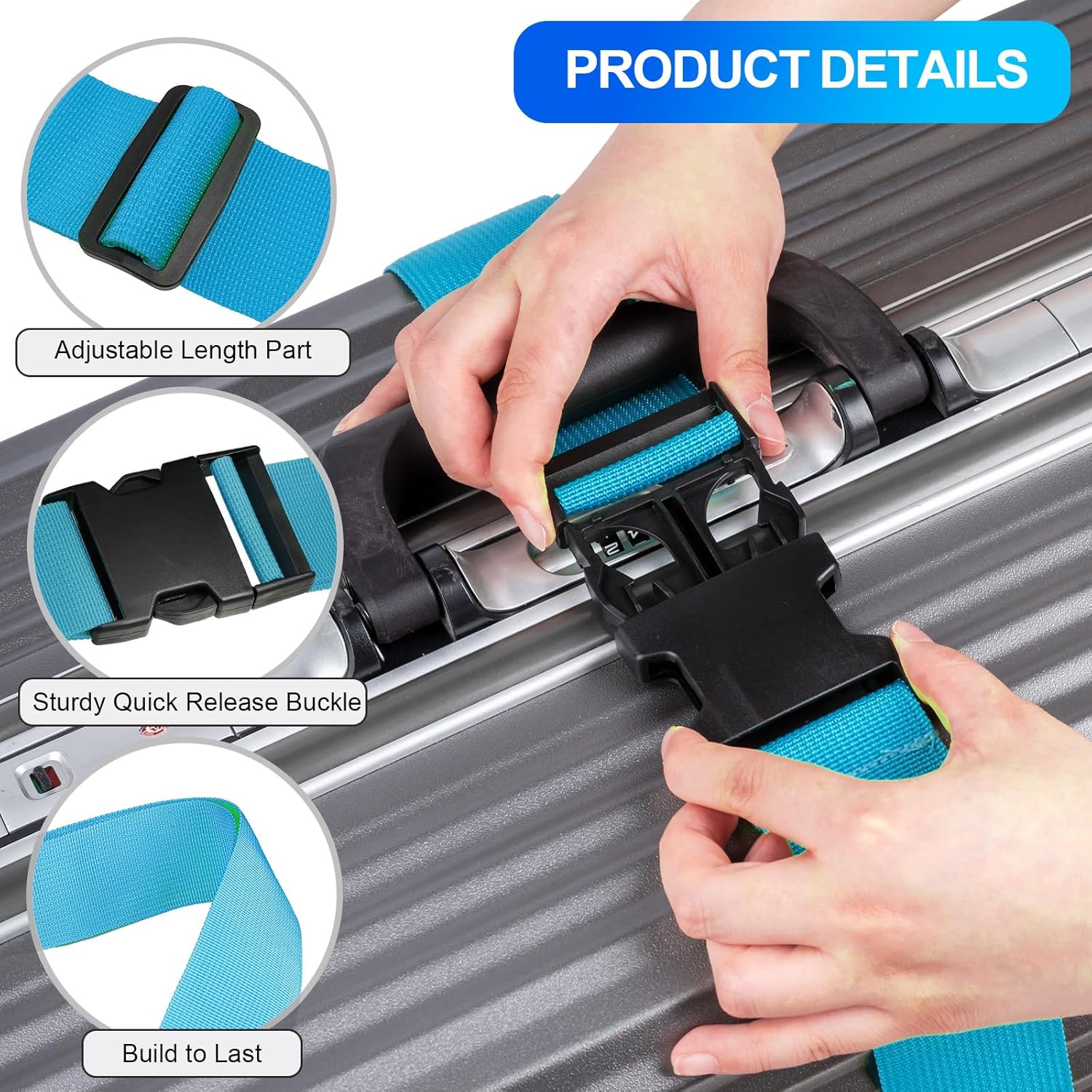 Luggage Straps for Suitcases TSA Approved, Travel Belt Suitcase Belt, Suitcase Straps TSA Approved, Luggage Belt Strap TSA Approved, Travel Straps for Luggage, Luggage Band Bag Straps, Blue
