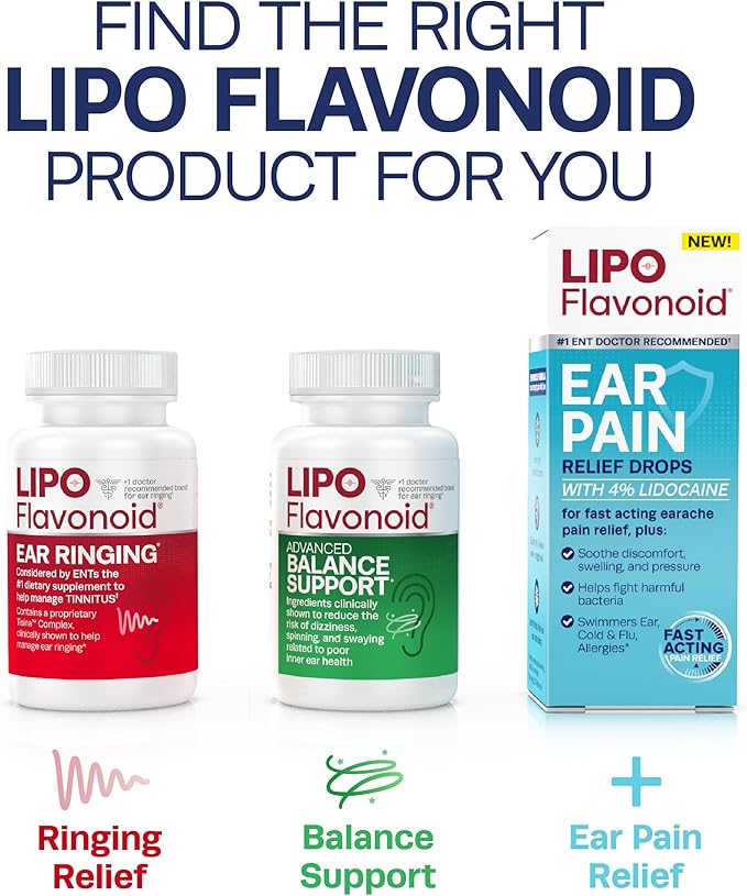 Lipo-Flavonoid Plus Tinnitus Relief - Doctor-Recommended for Ringing Ears - Clinically-Proven Lemon Bioflavonoid Complex with Vitamins C, B1, B2, B6, B12, & Calcium - 100 Caplets
