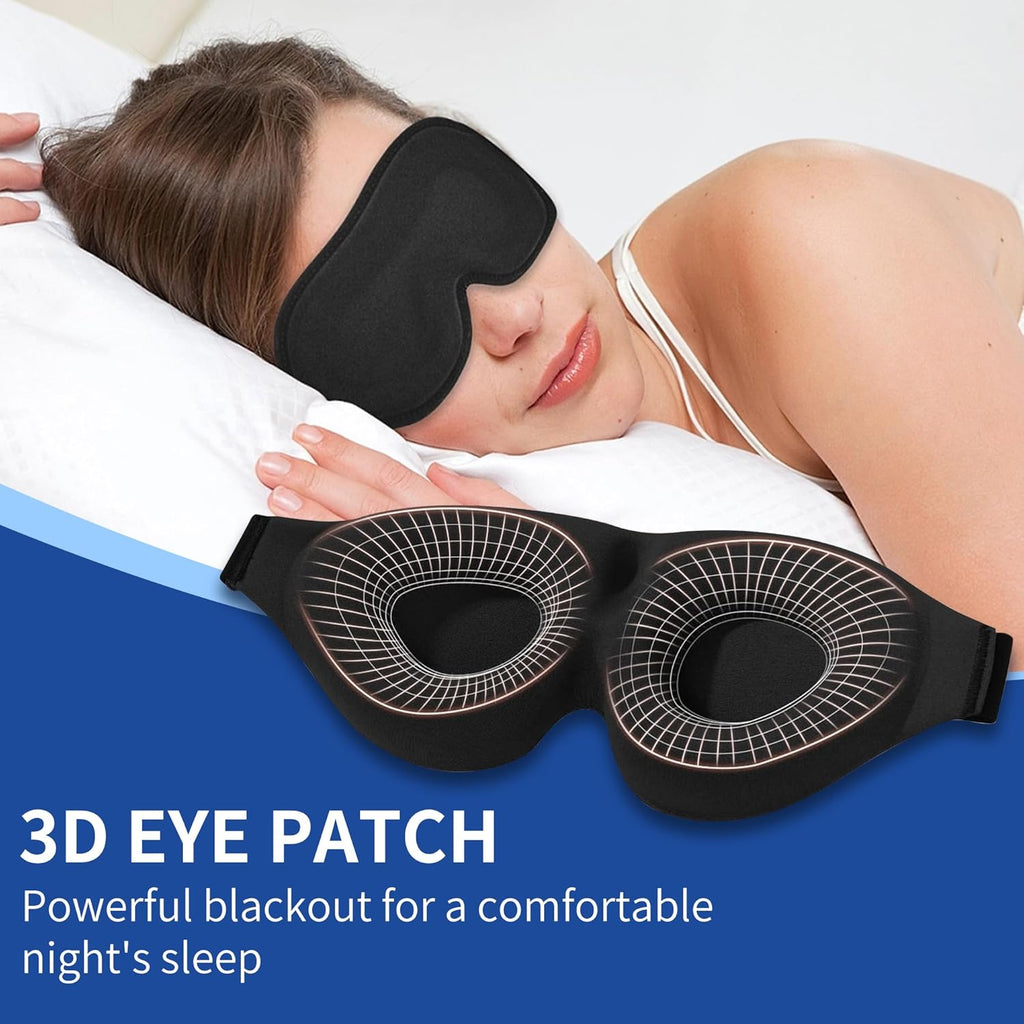 Sleep Eye Mask, 3D Eyes Mask for Sleeping, Contoured Cup Night Blindfold Eye Mask with Adjustable Strap