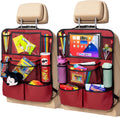 Helteko Backseat Car Organizer, Kick Mats Back Seat Protector with Touch Screen Tablet Holder, Back Seat Organizer for Kids with 9 Storage Pockets, Travel Accessories (2 Pack, Venetian Red)