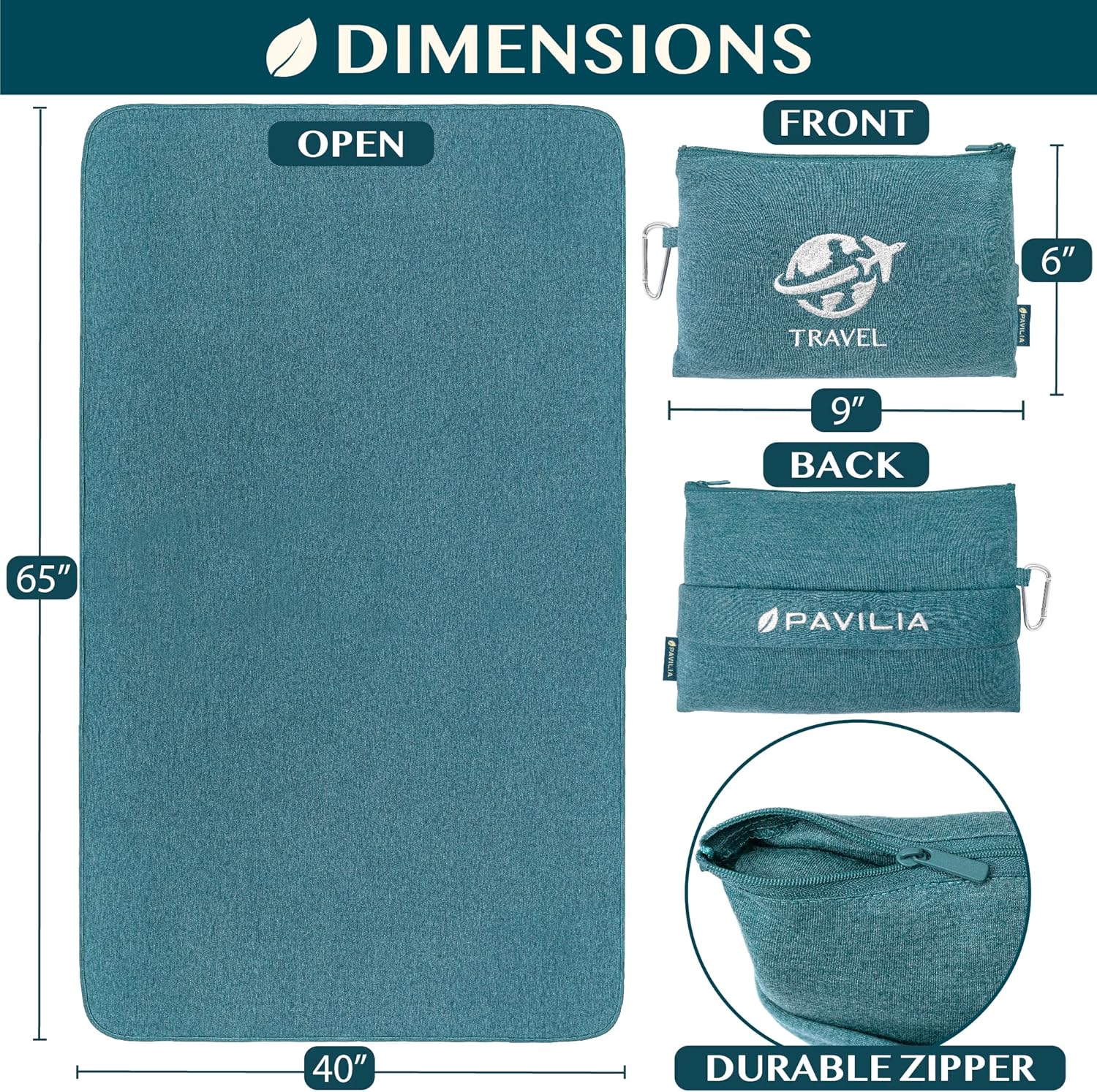 PAVILIA Travel Blanket Airplane Compact with Bag, Small Travel Pillow Blanket Long Flights, Lightweight Plane Blanket with Luggage Strap, Camping Blanket for Traveler Essentials, Teal Blue, 65x40